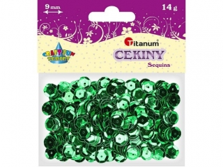 Cekiny okrge 9mm metaliczne 14g zielone