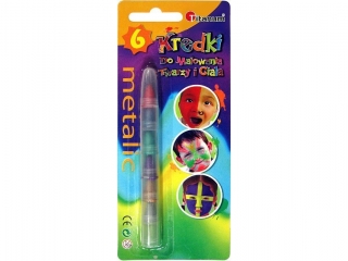 Kredki do twarzy i ciała przekładane 6 kolorów Metalic