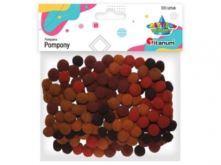 Pompony poliestrowe 10mm 120szt. tonacja brązowa