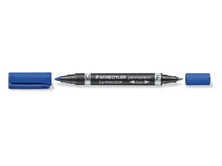 Pisak dwustronny Lumocolor duo, F i okrga koc. M, wodoodporny, niebieski, Staedtler [opakowanie=10szt]