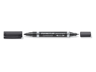 Pisak dwustronny Lumocolor duo, F i okrga koc. M, wodoodporny, czarny, Staedtler [opakowanie=10szt]
