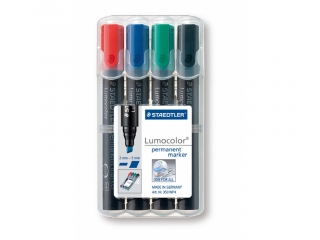 Marker Lumocolor, wodoodporny, ścięty, 4 kol. (2, 3, 5, 9) w etui box, Staedtler