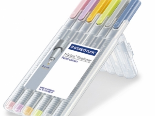 Cienkopis triplus, trójkątny, 0.3 mm, 6 kol. pastelowych w etui box, Staedtler