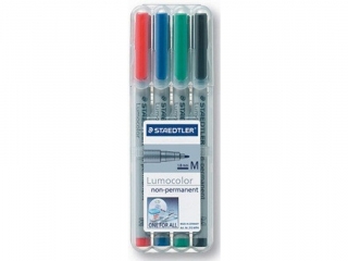 Foliopis Lumocolor, M, zmywalny, 4 kol. (2, 3, 5, 9) w etui box, Staedtler