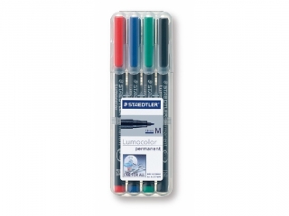 Foliopis Lumocolor, M, wodoodporny, zestaw 4 kol. (2, 3, 5, 9) w etui box, Staedtler
