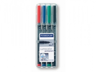Foliopis Lumocolor, F, wodoodporny, zestaw 4 kol. (2, 3, 5, 9) w etui box, Staedtler