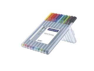Cienkopis triplus, trójkątny, 0.3 mm, 10 kol. w etui box, Staedtler