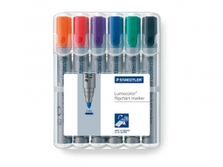Marker Lumocolor do tablic flipchart, okrągły, 6 kol. (2, 3, 4, 5, 6, 9) w etui box, Staedtler