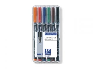 Foliopis Lumocolor, B, wodoodporny, zestaw 6 kol. (2, 3, 4, 5, 7, 9) w etui box, Staedtler [opakowanie=10szt]