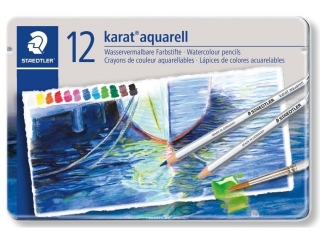 Kredki akwarelowe KARAT, 12 kol. w metalowym pudeku, Staedtler [opakowanie=10szt]