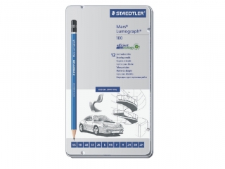 Owek Mars Lumograph, 12 szt. w metal. opak., (6B, 5B, 4B, 3B, 2B, B, HB, F, H, 2H, 3H, 4H), Staedtler