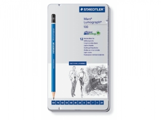Owek Mars Lumograph, 12 szt. w metal. opak., (8B, 7B, 6B, 5B, 4B, 3B, 2B, B, HB, F, H, 2H), Staedtler