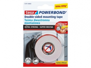 TAŚMA TESA DWUSTRONNA POWERBOND ULTRA ST RONG 1, 5XM X19MM TRANSPARENTNA
