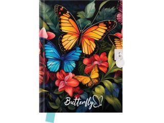 Pamiętnik z kłódką Butterfly, 14 x 18cm, 80 kartek