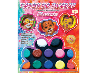 Farby  FA 012 do malowania twarzy 12 kolorw + akcesoria