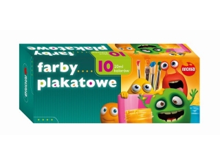 farba plakatowa ekonomiczna 20 ml 10 kolorów