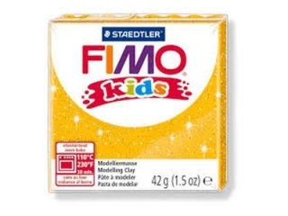 Kostka FIMO Kids, 42g, złoty brokatowy, masa termoutwardzalna, Staedtler