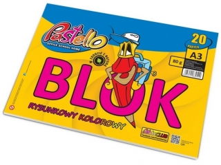 Blok rysunkowy A3 80g KOLOR 20k PAS-9512 [opakowanie=10szt]