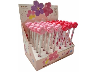 Długopis żelowy SAKURA z ozdobnym kwiatem, niebieski, 0, 5, 36szt w displayu, MG