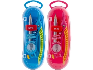 Cyrkiel szkolny z ołówkiem, średnica koła 29cm, plastikowy, 2 różne kolory, MG