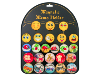 Magnesy MG-6654-MIX 2, 24szt./1 blacha, biedronki, owoce, pojazdy , buźki PROM
