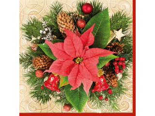Serwetki POL-MAK GWIAZDKA Daisy Lunch 33cm 20szt. Red Poinsettia SD_GW_002601  [opakowanie=24szt]