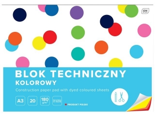 Blok tech.kol.A3 20 180g barw.w masie [opakowanie=5szt]