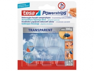 HACZYK SAMOPRZYLEPNY POWERSTRIPS DECO TE SA 5SZT. PRZEZROCZYSTY ZESTAW 2 CLIP STRIPY PO 15 SZT. ART.58900-00017-01