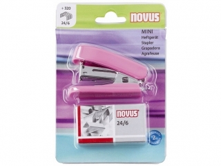 ZSZYWACZ MINI NOVUS RÓŻOWY + ZSZYWKI 24/ 6 BLISTER