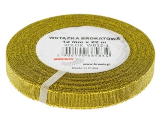 Wstążka brokatowa rozmiar: 12mm x 22 m kolor: złoty
