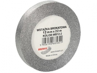 Wstka brokatowa rozmiar: 12mm x 22 m kolor: srebrny