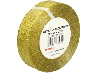 Wstążka brokatowa rozmiar: 25mm x 22 m kolor: złoty