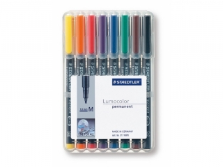 Foliopis Lumocolor, M, wodoodporny, zestaw 8 kol.  (1, 2, 3, 4, 5, 6, 7, 9) w etui box, Staedtler [opakowanie=10szt]