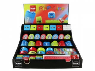 DISPLAY POP MIX KUM, TEMPERÓWKI X 65 SZT +LINIJKI X 20 SZT. +GUMKI X 6 SZT.