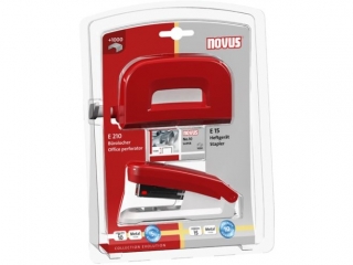 ZESTAW NOVUS ZSZYWACZ E15+DZIURKACZ E210 CZERWONY BLISTER [opakowanie=6szt]