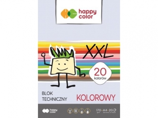 Blok techniczny kolorowy 170 g/m2, A4, 20 ark., Happy Color DOST�PNY OD MARCA 2026 [opakowanie=10szt]