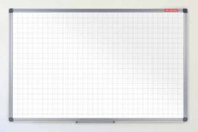 TABLICA SUCHOŚCIERALNA MAGNETYCZNA MEMOBOARDS, BIAŁA Z NADRUKIEM W KRATKĘ (2, 5X2, 5 CM), RAMA ALUMINIOWA CLASSIC, 90X60 CM
