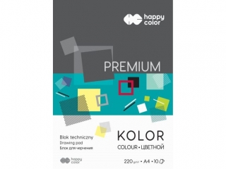 Blok techniczny PREMIUM kolorowy A4, 220g, 10 ark, Happy Color [opakowanie=20szt]
