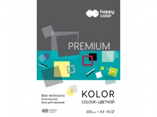 Blok techniczny PREMIUM kolorowy A3, 220g, 10 ark, Happy Color [opakowanie=10szt]