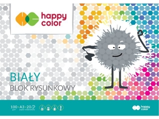 Blok rysunkowy biay A4, 100g, 20 ark, Happy Color [opakowanie=20szt]