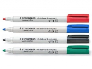 Marker Lumocolor whiteboard, okrgy, compact, czerwony, Staedtler [opakowanie=10szt]