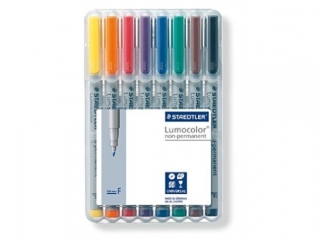 Foliopis Lumocolor, F, zmywalny, 8 kol. w etui box, Staedtler