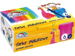 Farby plakatowe 6 kolorw Fiorello [opakowanie=12szt] (sz)
