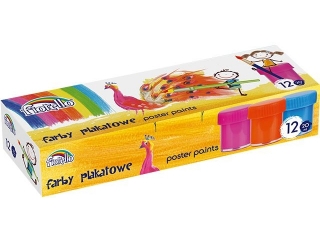 Farby plakatowe 12 kolorw Fiorello [opakowanie=4szt] (sz)(p)