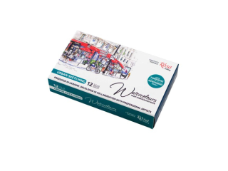 ROSA GALLERY FARBY AKWARELOWE W KOSTKACH URBAN SKETCHING W METALOWEJ KASETCE 12 KOLORÓW TURQUOISE