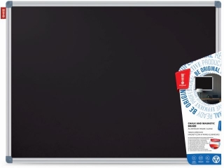 TABLICA KREDOWA MAGNETYCZNA MEMOBE CZARNA, RAMA ALUMINIOWA CLASSIC, 180X100 CM