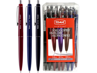 D�ugopis TOMA Asystent 3 ko�c�wki: 1, 0mm, 0, 7mm, 0, 5mm - mix Tuba 30szt [opakowanie=30szt]TO-031 mix Tuba 30szt