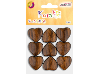 Koraliki PJ-3334 serca op..9szt.rozm.2, 3 x 2, 2cm