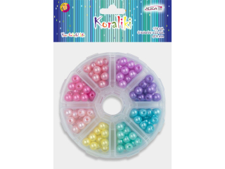 Zestaw plastikowych, perowych koralikw PJ-0569 w pudeku, 8mm op.176szt.