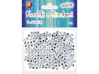 Koraliki PJA-0330 plastikowe z literkami, rozm. 6x6mm, op.25g